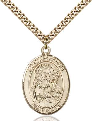 St. Apollonia Medal<br/>7005 Oval, Gold Filled