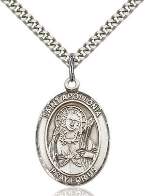 St. Apollonia Medal<br/>7005 Oval, Sterling Silver