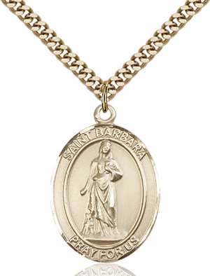 St. Barbara Medal<br/>7006 Oval, Gold Filled