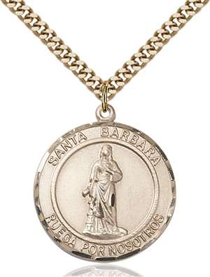 Santa Barbara Medal<br/>7006 Spanish, Round, Gold Filled
