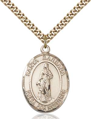Santa Barbara Medal<br/>7006 Spanish, Oval, Gold Filled