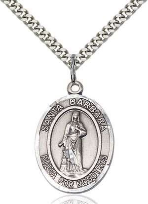 Santa Barbara Medal<br/>7006 Spanish, Oval, Sterling Silver