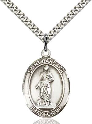 St. Barbara Medal<br/>7006 Oval, Sterling Silver