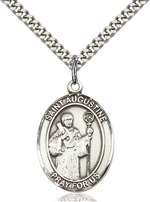 St. Augustine Medal<br/>7007 Oval, Sterling Silver