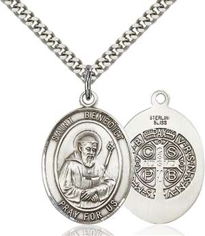 St. Benedict Medal<br/>7008 Oval, Sterling Silver