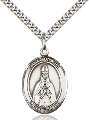 St. Blaise Medal<br/>7010 Oval, Sterling Silver
