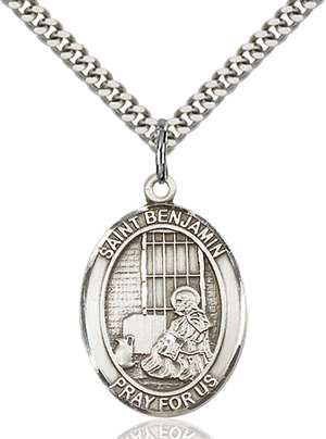 St. Benjamin Medal<br/>7013 Oval, Sterling Silver