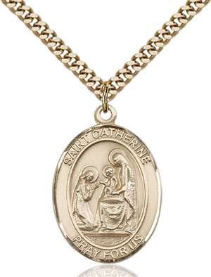St. Catherine of Siena Medal<br/>7014 Oval, Gold Filled