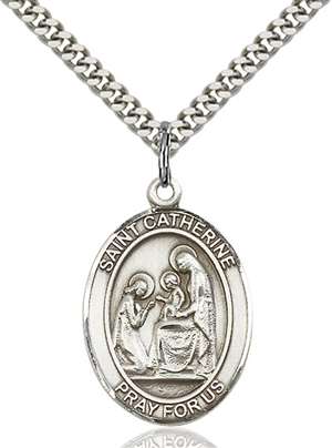 St. Catherine of Siena Medal<br/>7014 Oval, Sterling Silver