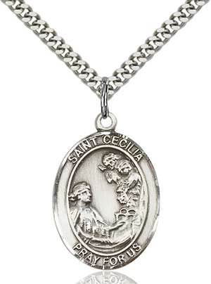 St. Cecilia Medal<br/>7016 Oval, Sterling Silver