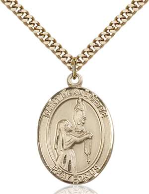 St. Bernadette Medal<br/>7017 Oval, Gold Filled