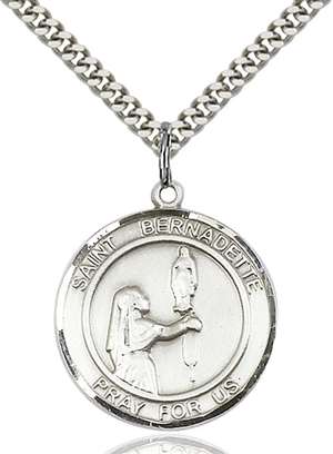 St. Bernadette Medal<br/>7017 Round, Sterling Silver