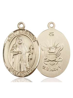 St. Brendan the Navigator/ Navy Medal<br/>7018 Oval, 14kt Gold