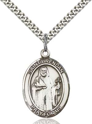 St. Brendan the Navigator Medal<br/>7018 Oval, Sterling Silver