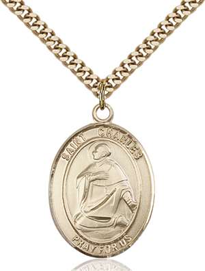 St. Charles Borromeo Medal<br/>7020 Oval, Gold Filled