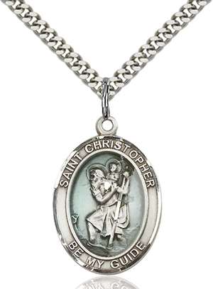 St. Christopher Medal<br/>7022 Oval, Sterling Silver