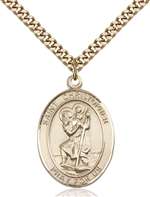 St. Christopher Medal<br/>7022 Oval, Gold Filled