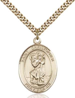 St. Christopher Medal<br/>7022 Oval, Gold Filled