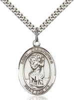 St. Christopher Medal<br/>7022 Oval, Sterling Silver