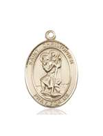 St. Christopher Medal<br/>7022 Oval, 14kt Gold