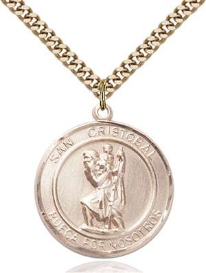 San Cristobal Medal<br/>7022 Spanish, Round, Gold Filled