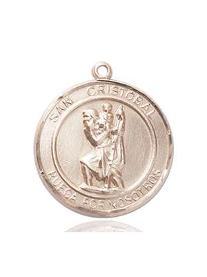 San Cristobal Medal<br/>7022 Spanish, Round, 14kt Gold