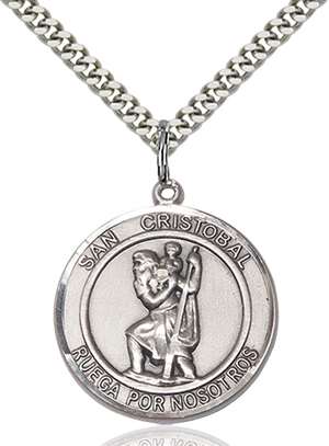 San Cristobal Medal<br/>7022 Spanish, Round, Sterling Silver