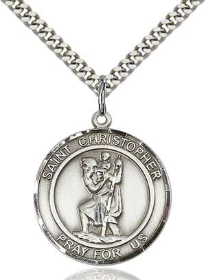 St. Christopher Medal<br/>7022 Round, Sterling Silver