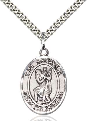 San Cristobal Medal<br/>7022 Spanish, Oval, Sterling Silver