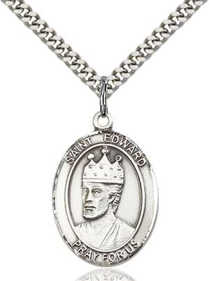 St. Edward the Confessor Medal<br/>7026 Oval, Sterling Silver