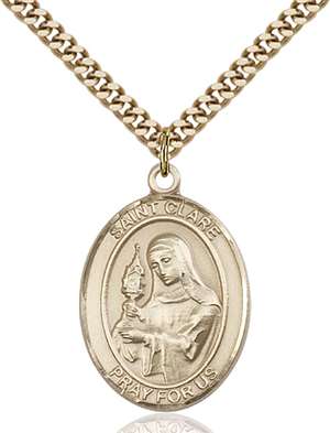 St. Clare of Assisi Medal<br/>7028 Oval, Gold Filled