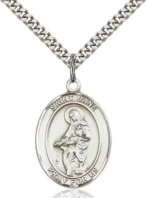 St. Jane of Valois Medal<br/>7029 Oval, Sterling Silver
