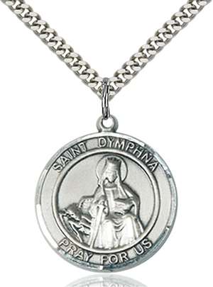 St. Dymphna Medal<br/>7032 Round, Sterling Silver