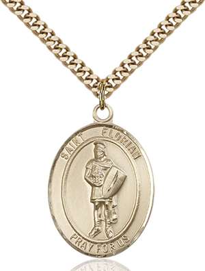 St. Florian Medal<br/>7034 Oval, Gold Filled