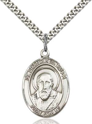 St. Francis de Sales Medal<br/>7035 Oval, Sterling Silver