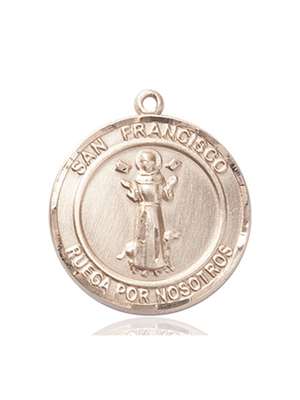 San Francis of Assisi Medal<br/>7036 Spanish, Round, 14kt Gold