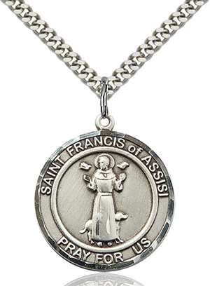 St. Francis of Assisi Medal<br/>7036 Round, Sterling Silver