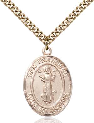 San Francis Medal<br/>7036 Spanish, Oval, Gold Filled