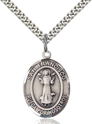 San Francis Medal<br/>7036 Spanish, Oval, Sterling Silver