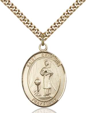 St. Genesius of Rome Medal<br/>7038 Oval, Gold Filled