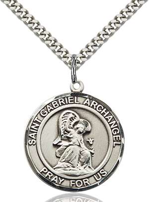 St. Gabriel the Archangel Medal<br/>7039 Round, Sterling Silver