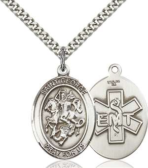 St. George / EMT Medal<br/>7040 Oval, Sterling Silver
