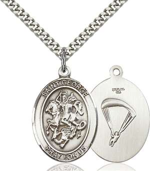 St. George/Paratrooper Medal<br/>7040 Oval, Sterling Silver