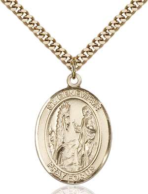 St. Genevieve Medal<br/>7041 Oval, Gold Filled