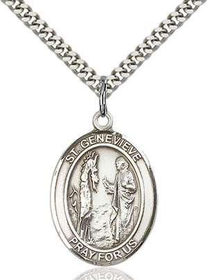 St. Genevieve Medal<br/>7041 Oval, Sterling Silver