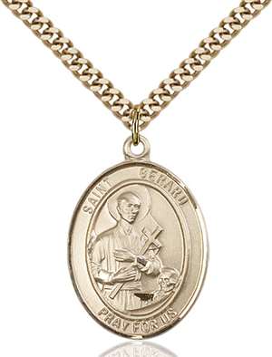 St. Gerard Majella Medal<br/>7042 Oval, Gold Filled