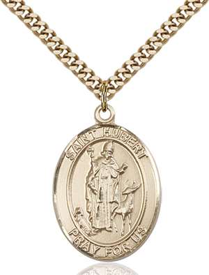 St. Hubert of Liege Medal<br/>7045 Oval, Gold Filled