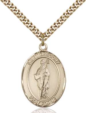 St. Gregory the Great Medal<br/>7048 Oval, Gold Filled