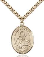 St. Isidore of Seville Medal<br/>7049 Oval, Gold Filled