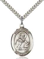 St. Isidore of Seville Medal<br/>7049 Oval, Sterling Silver